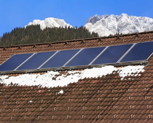 Photovoltaic Solar Panels on the roof House